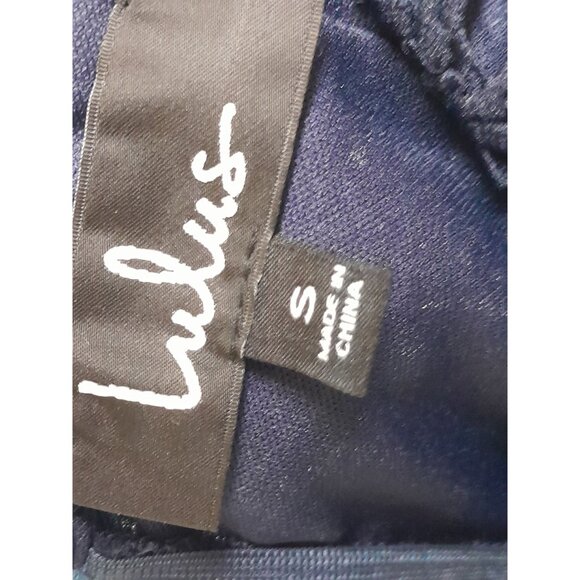 Lulus Crochet Halter Lace Maxi Dress Wedding Prom Formal Size Small Navy Blue - Picture 8 of 9